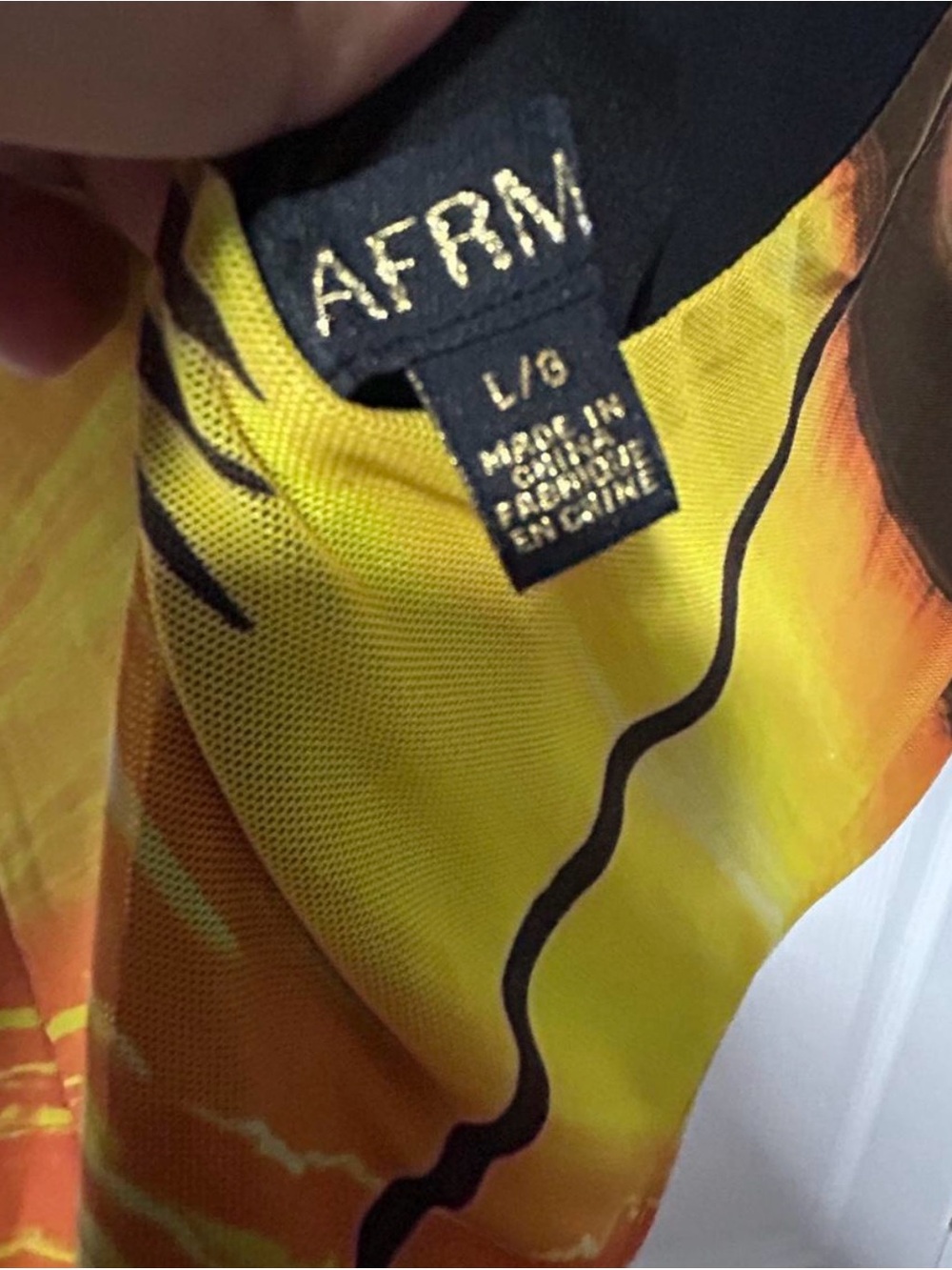 AFRM Sunset Palm Print Sleeveless Midi Dress - Orange & Yellow - Picture 3 of 3